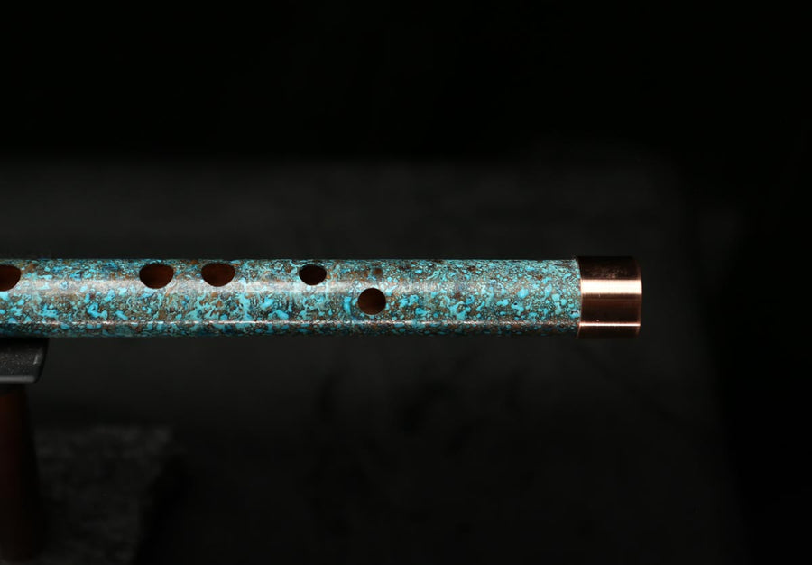 High F (Lullaby) Copper Flute #LE0063 in Pure Aqua