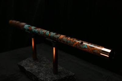 High F (Lullaby) Copper Flute #LE0059 in Turquoise Storm