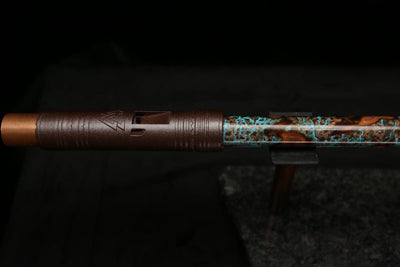 High F (Lullaby) Copper Flute #LE0059 in Turquoise Storm