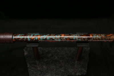 High F (Lullaby) Copper Flute #LE0059 in Turquoise Storm