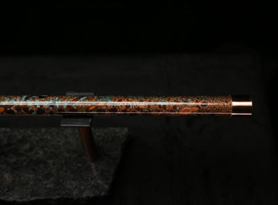High F (Lullaby) Copper Flute #LE0058 in Turquoise Storm