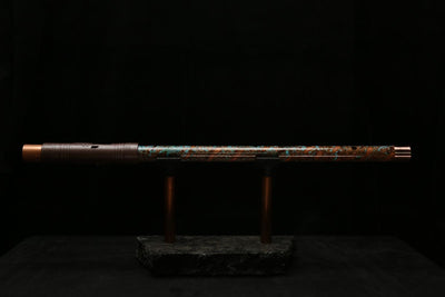 High F (Lullaby) Copper Flute #LE0057 in Turquoise Storm