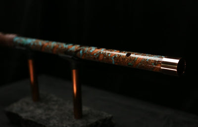 High F (Lullaby) Copper Flute #LE0057 in Turquoise Storm