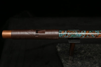 High F (Lullaby) Copper Flute #LE0057 in Turquoise Storm