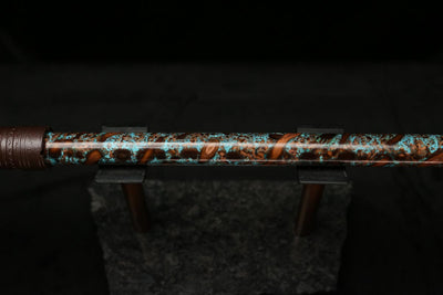 High F (Lullaby) Copper Flute #LE0057 in Turquoise Storm