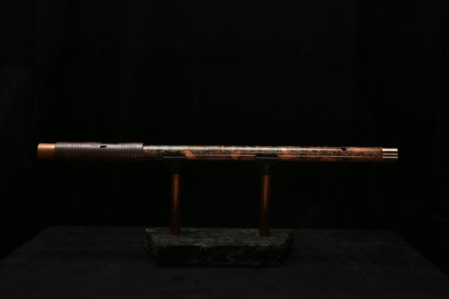 High F (Lullaby) Copper Flute #LE0056 in Turquoise Storm