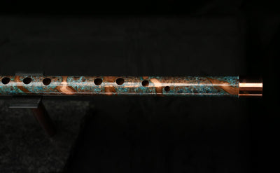 Low C Copper Flute #0122 in Turquoise Storm
