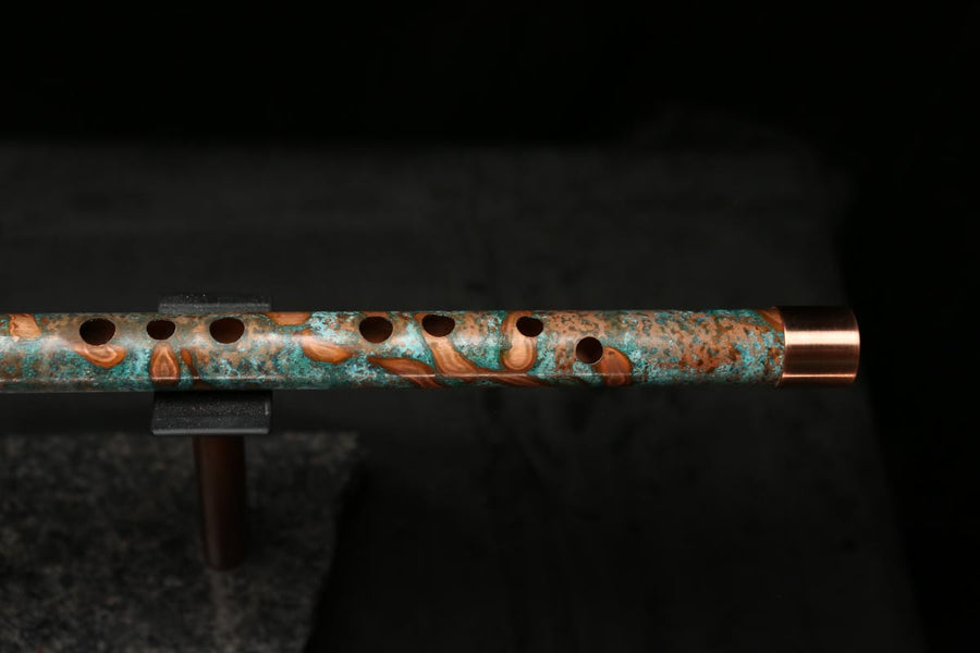 High F (Lullaby) Copper Flute #LE0071 in Turquoise Flame