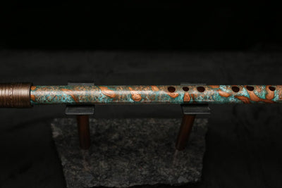 High F (Lullaby) Copper Flute #LE0071 in Turquoise Flame