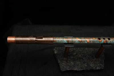 High F (Lullaby) Copper Flute #LE0071 in Turquoise Flame