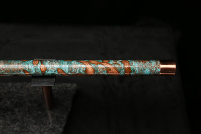 High F (Lullaby) Copper Flute #LE0071 in Turquoise Flame