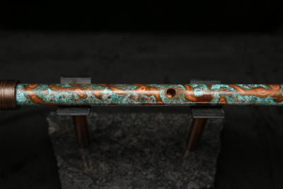 High F (Lullaby) Copper Flute #LE0071 in Turquoise Flame