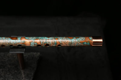 High F (Lullaby) Copper Flute #LE0071 in Turquoise Flame