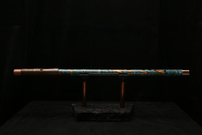 Low D Copper Flute #LDC0023 in Turquoise Ocean Flame