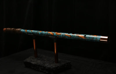 Low D Copper Flute #LDC0023 in Turquoise Ocean Flame