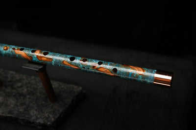 Low D Copper Flute #LDC0023 in Turquoise Ocean Flame