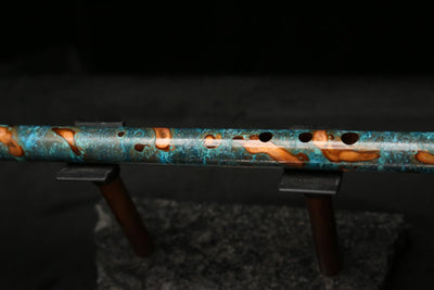 Low D Copper Flute #LDC0023 in Turquoise Ocean Flame