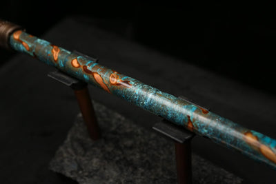 Low D Copper Flute #LDC0023 in Turquoise Ocean Flame