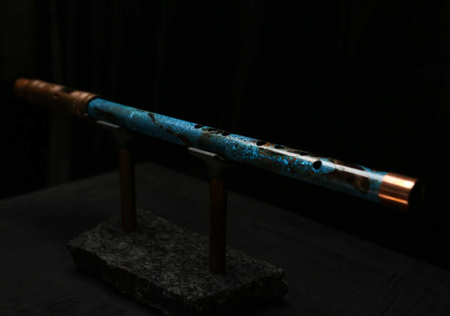 High F (Lullaby) Copper Flute #LE0074 in Dark Ice Burl