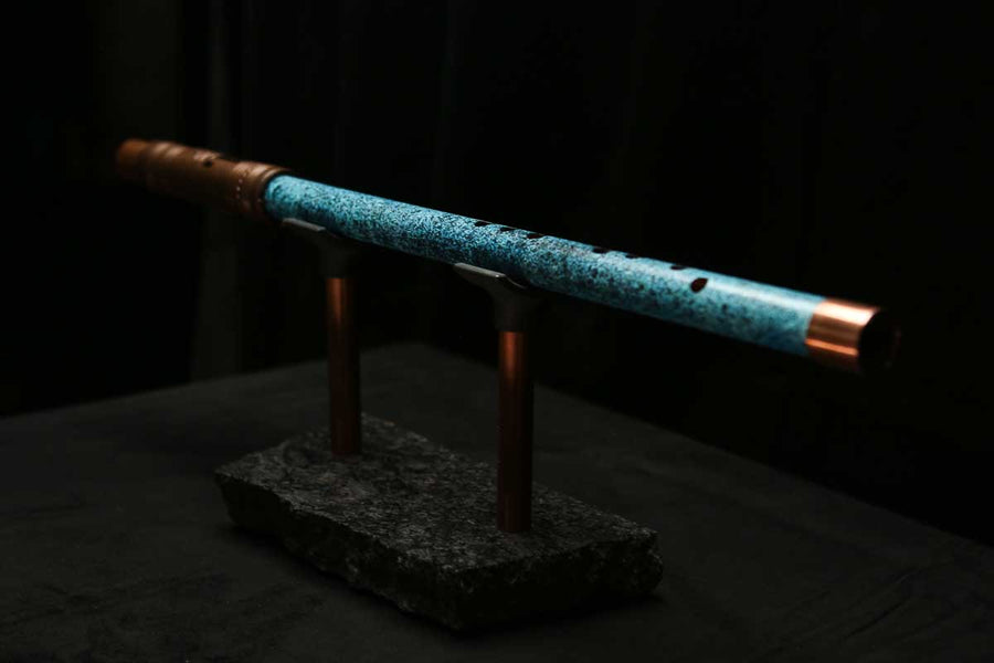 High F (Lullaby) Copper Flute #LE0073 in Ocean Mist