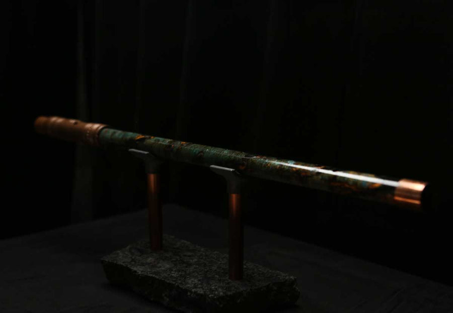 Low D Copper Flute #LDC0052 in Dark Forest Burl