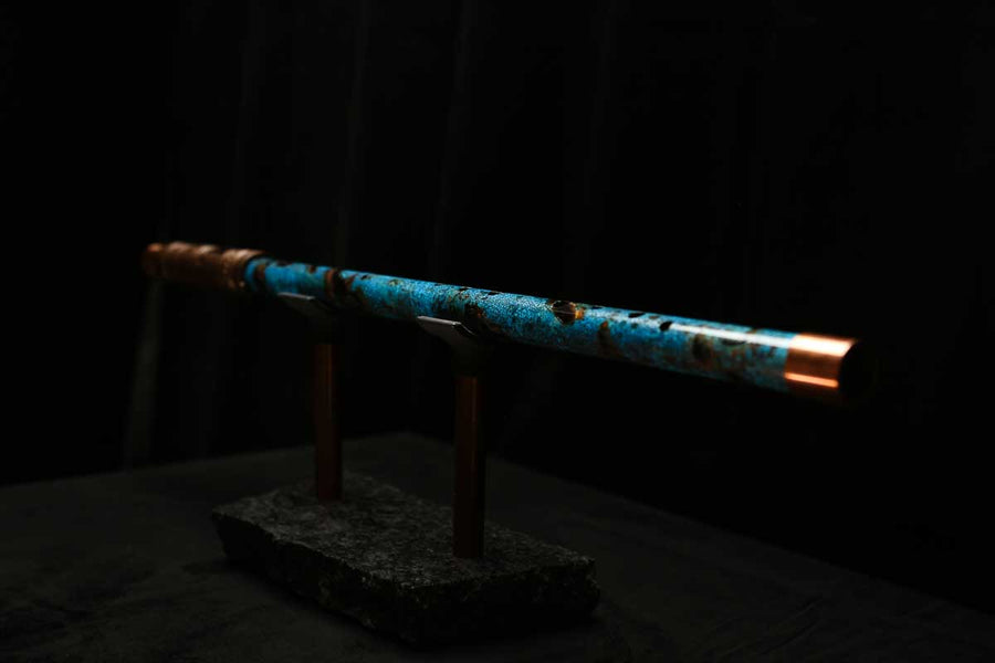 Low D Copper Flute #LDC0055 in Dark Ice Burl Spiral