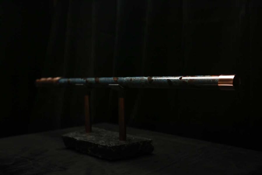 Low C Copper Flute #0131 in Turquoise Spiral Burl