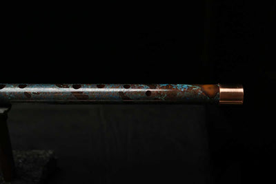 Low C Copper Flute #0131 in Turquoise Spiral Burl