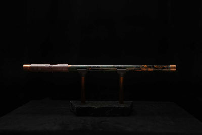 High F (Lullaby) Copper Flute #LE0077 in Dark Forest Burl