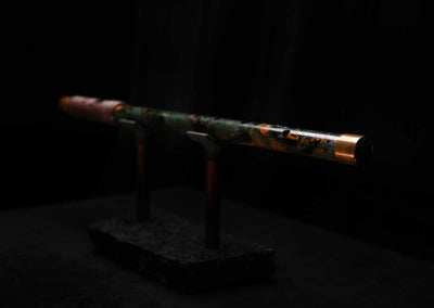 High F (Lullaby) Copper Flute #LE0077 in Dark Forest Burl