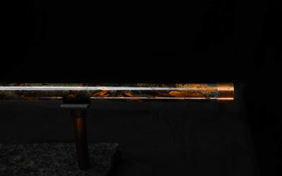 High F (Lullaby) Copper Flute #LE0077 in Dark Forest Burl