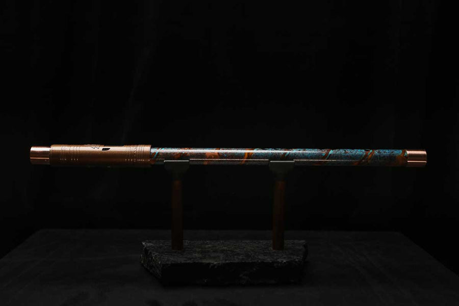 High F (Lullaby) Copper Flute #LE0085 in Spiral Ocean Mist