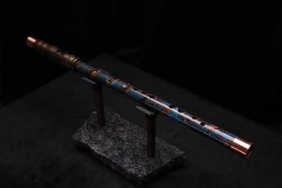 High F (Lullaby) Copper Flute #LE0088 in Turquoise Burl