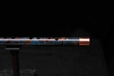 High F (Lullaby) Copper Flute #LE0088 in Turquoise Burl