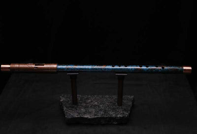 High F (Lullaby) Copper Flute #LE0092 in Turquoise Burl