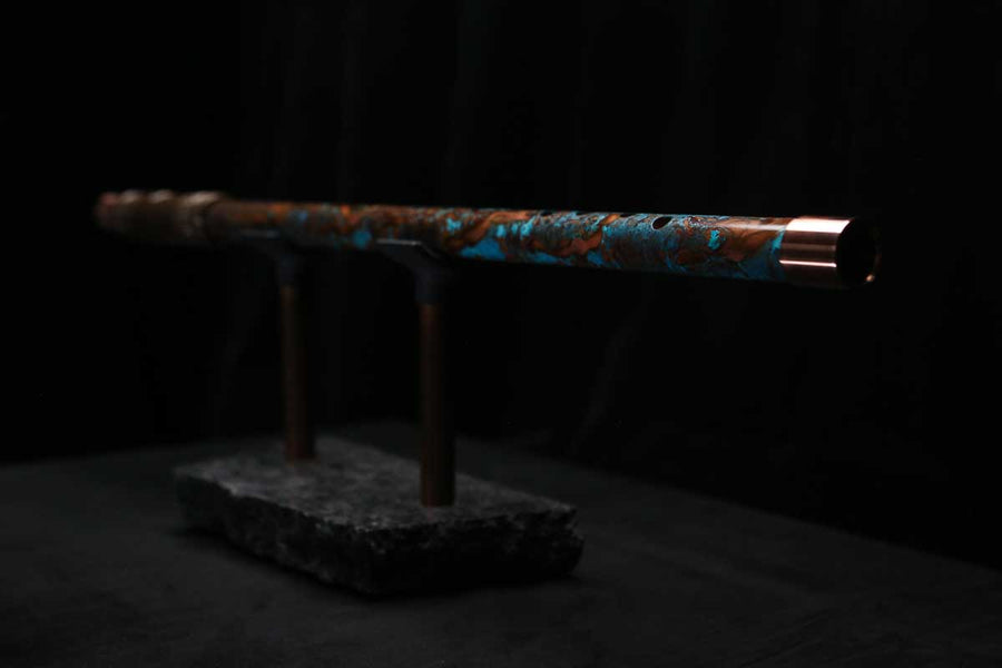 Low D Copper Flute #LDC0070 in Turquoise Burl