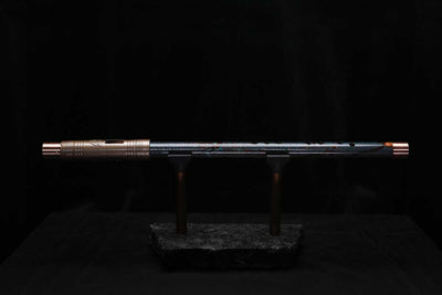 High F (Lullaby) Copper Flute #LE0094 in Deep Ocean Burl