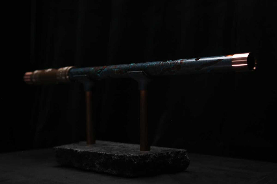 High F (Lullaby) Copper Flute #LE0094 in Deep Ocean Burl