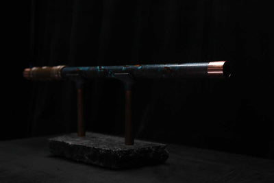 High F (Lullaby) Copper Flute #LE0093 in Ocean Burl