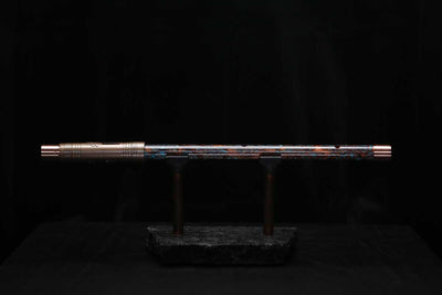 High F (Lullaby) Copper Flute #LE0095 in Turquoise Ocean Burl