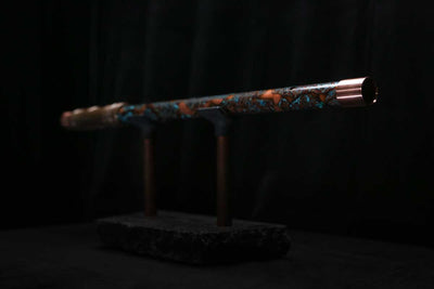 High F (Lullaby) Copper Flute #LE0095 in Turquoise Ocean Burl