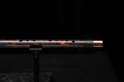 High F (Lullaby) Copper Flute #LE0095 in Turquoise Ocean Burl