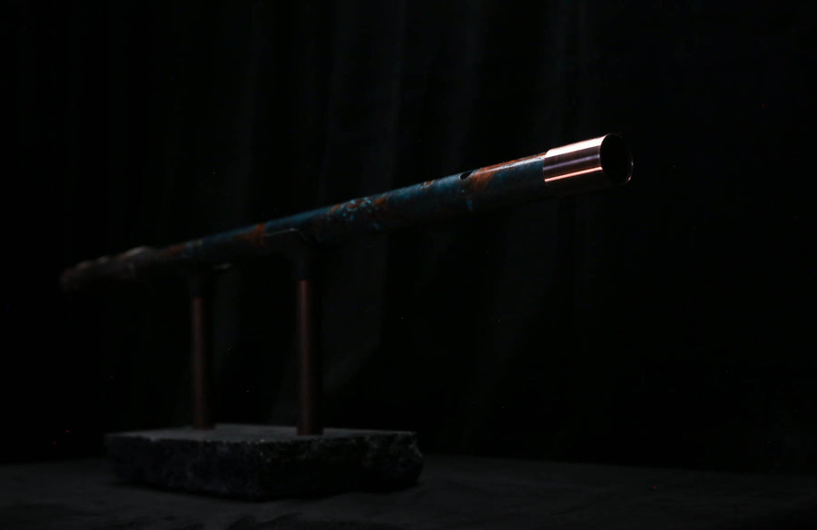 Low D Copper Flute #LDC0102 in Turquoise Burl