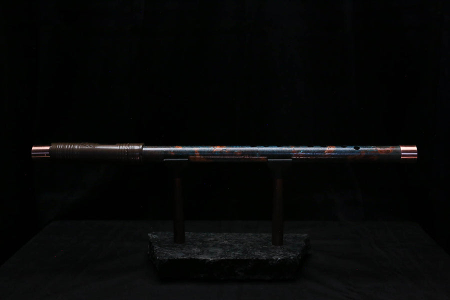 High F (Lullaby) Copper Flute #LE0099 in Turquoise Burl