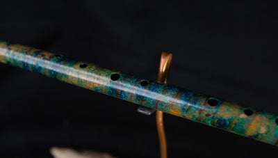 Copper Flute #0005 in Turquoise Spiral Waves, Low C